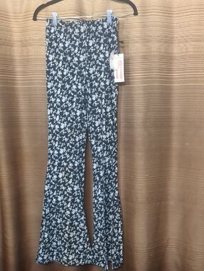 The Jordyn Pant Black Floral Knit Flare
